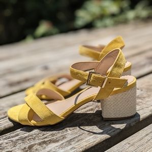 Crown & Ivy - Yellow Suede H eeled Sandals - Women's Size 7.5